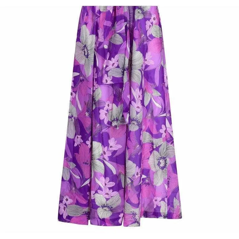 1960s / 1970s Purple Floral Skirt Set UK size 8