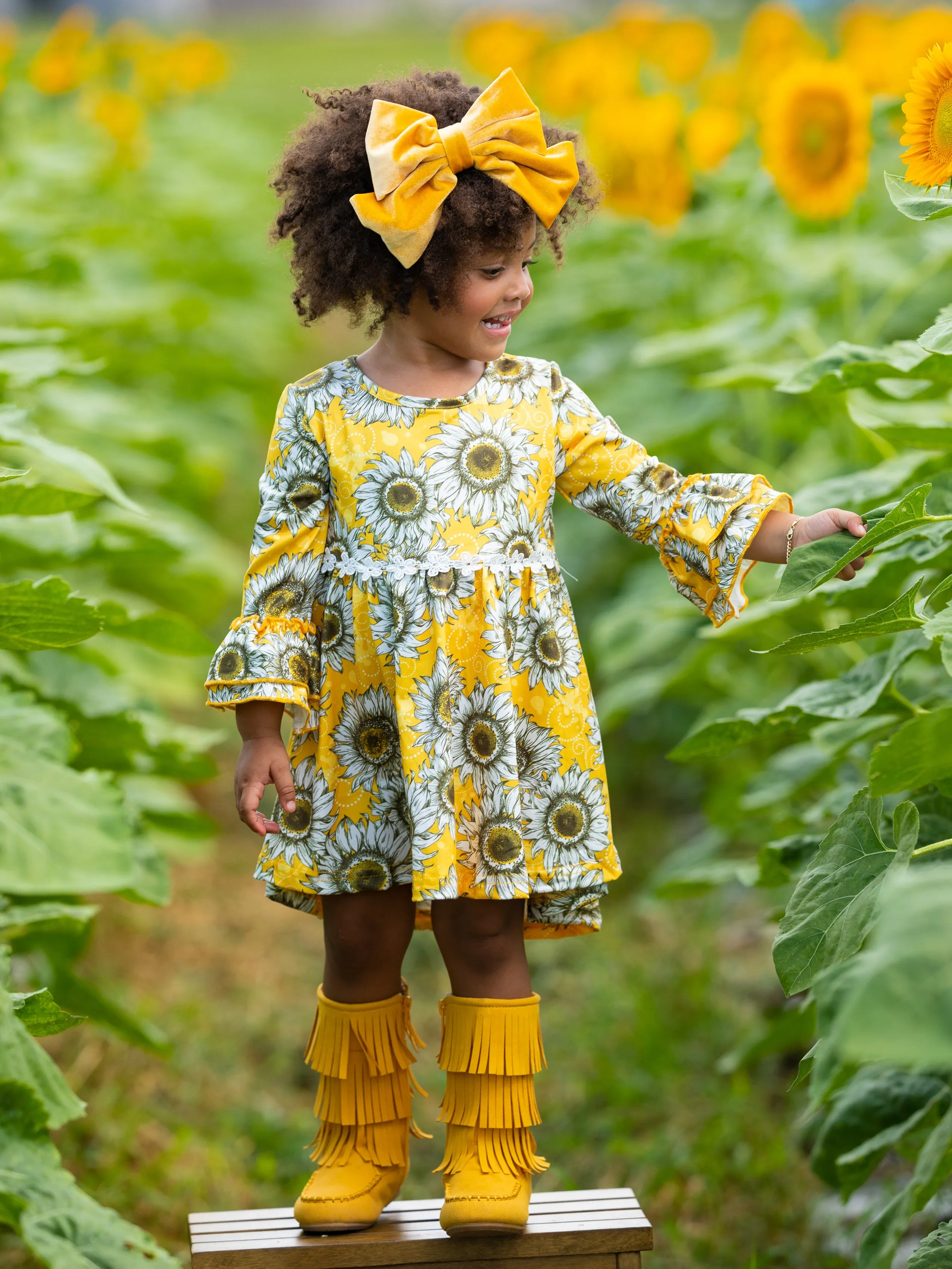 60s Chic Hi-Lo Sunflower Dress