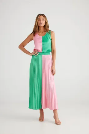 Alias Pleated Skirt - Two Tone (Green   Pink)