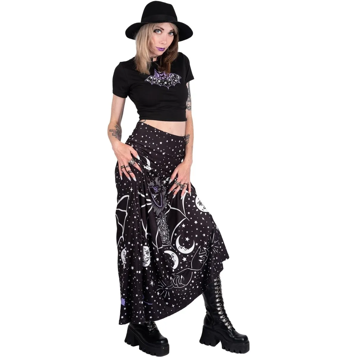 All Seeing Bat Eye Magick Maxi Skirt