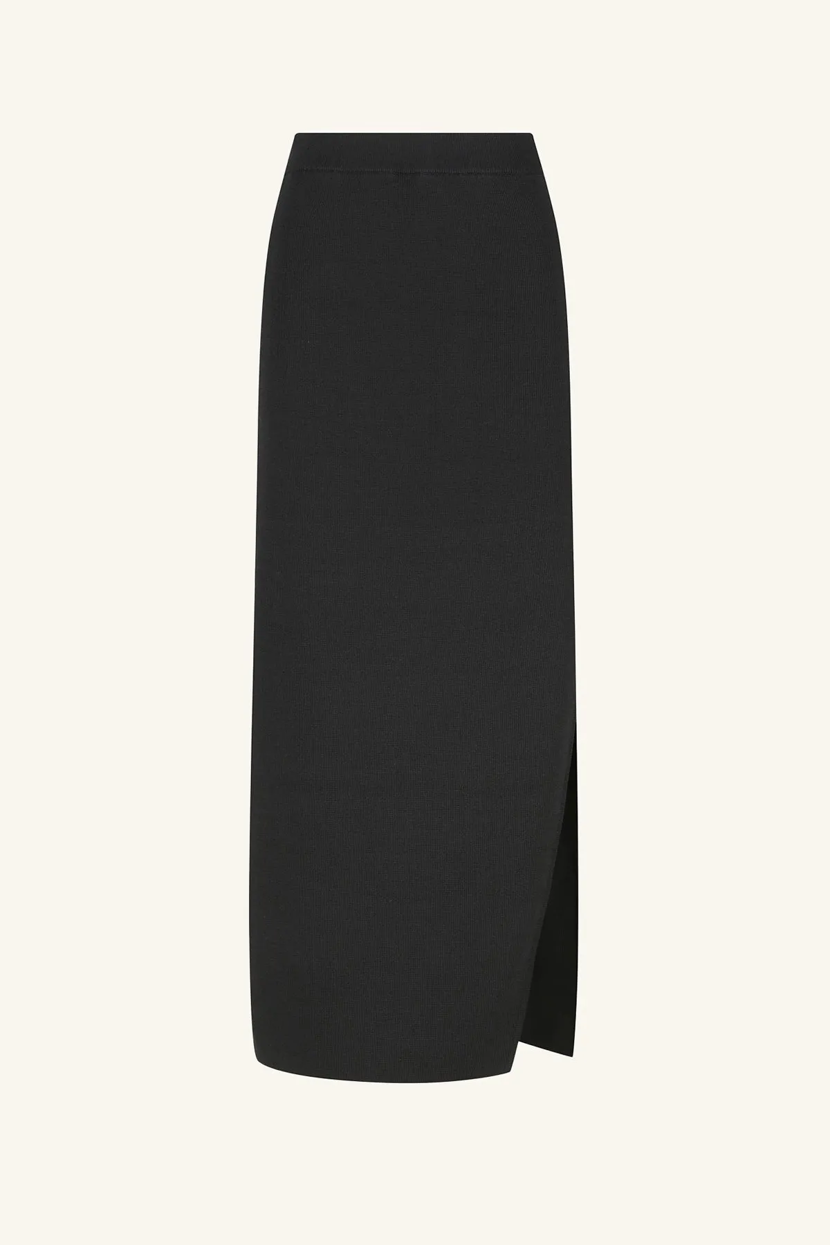 BASIC MIDI SKIRT WITH SPLIT - BLACK