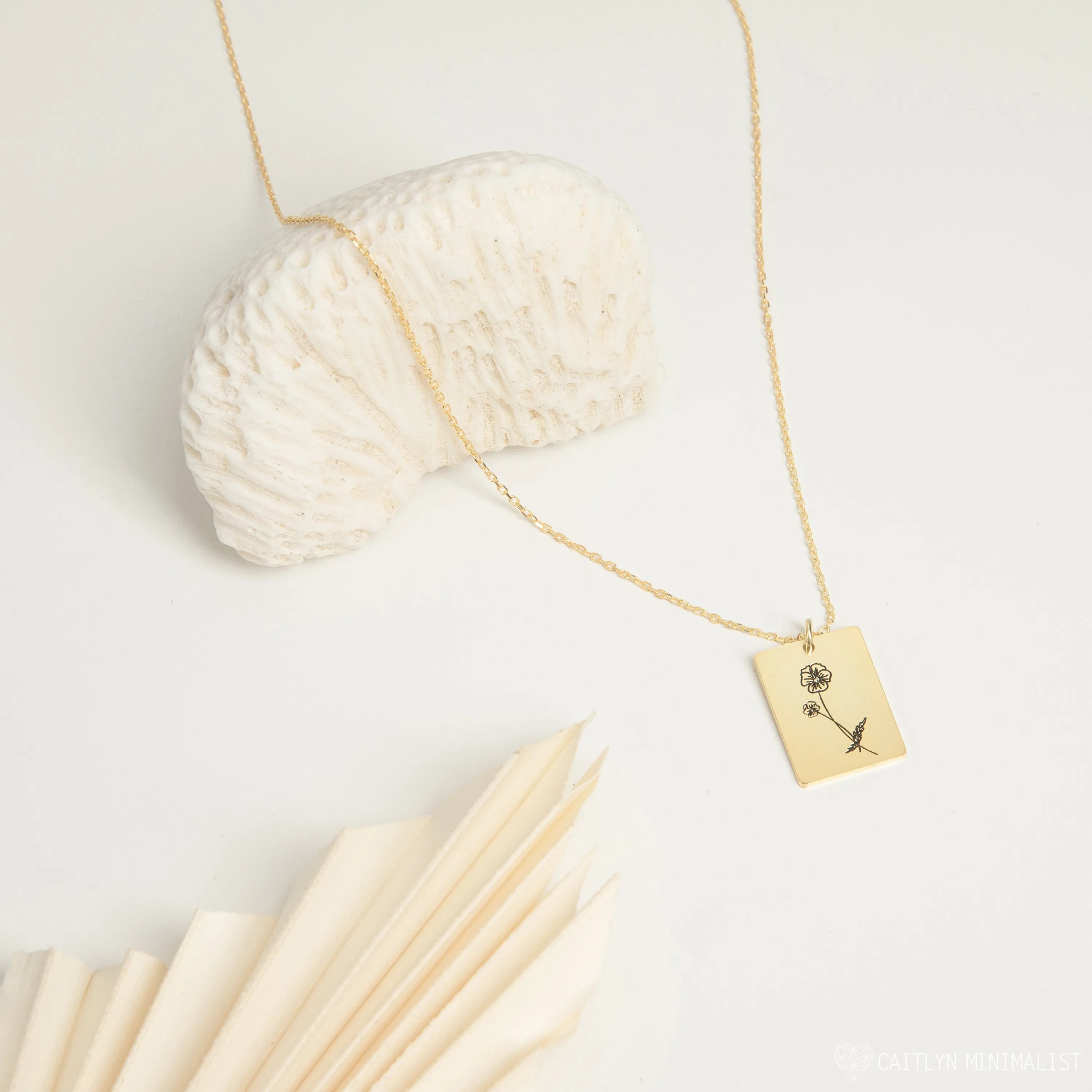 Birth Flower Tag Necklace