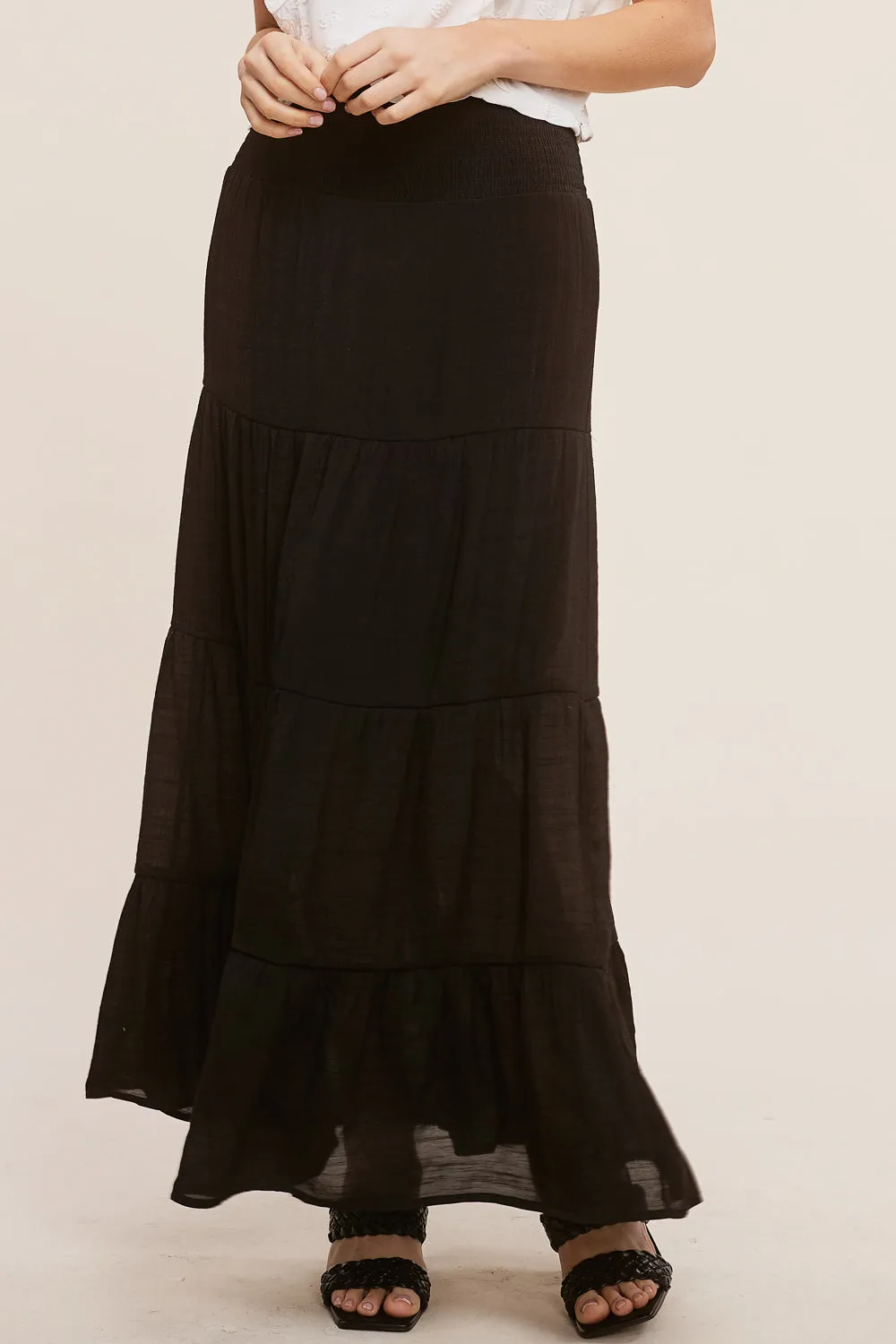 Black Tiered Maxi Skirt