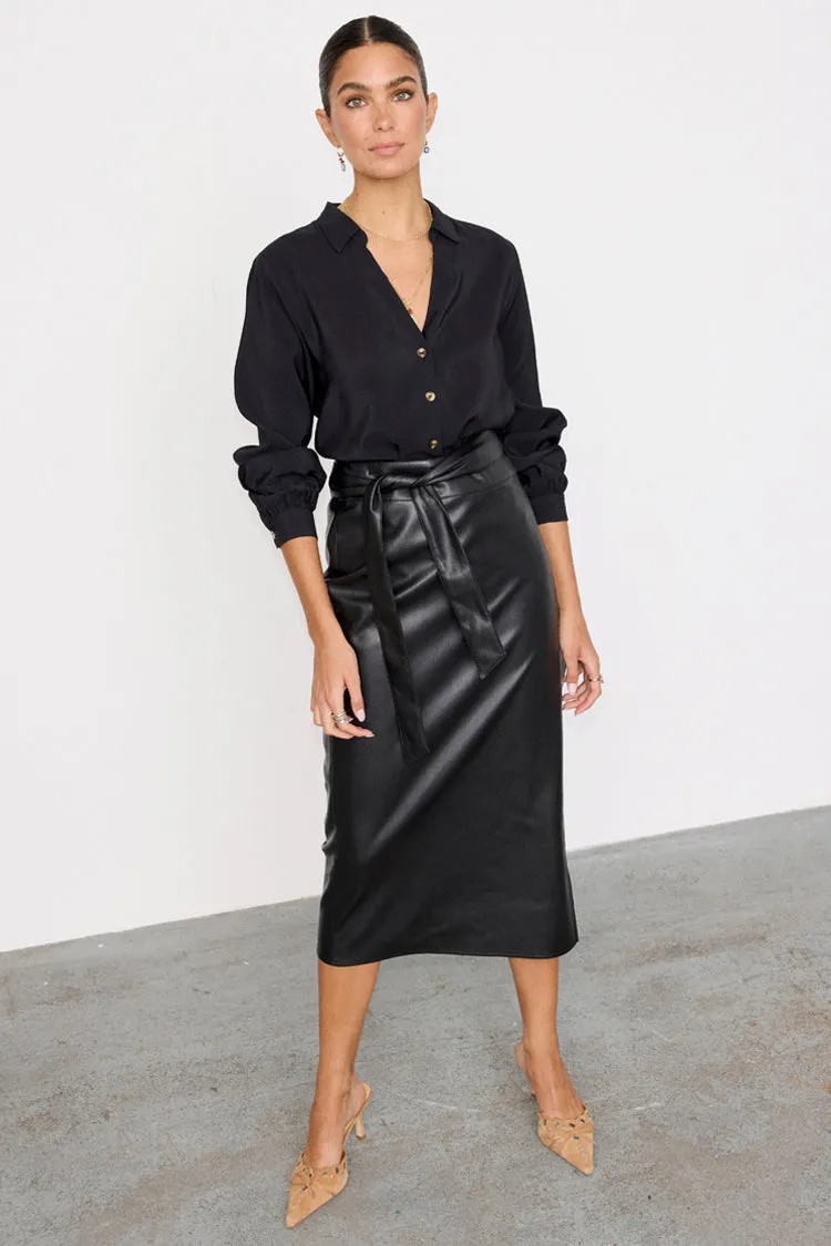 Black Vegan Leather Jaspre Skirt