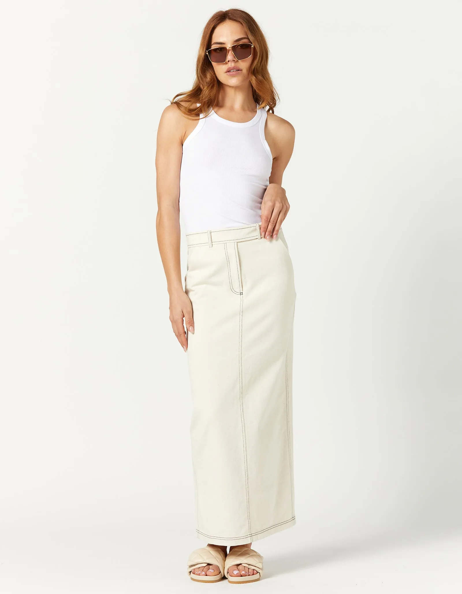 Blake Midi Skirt - Natural/Black