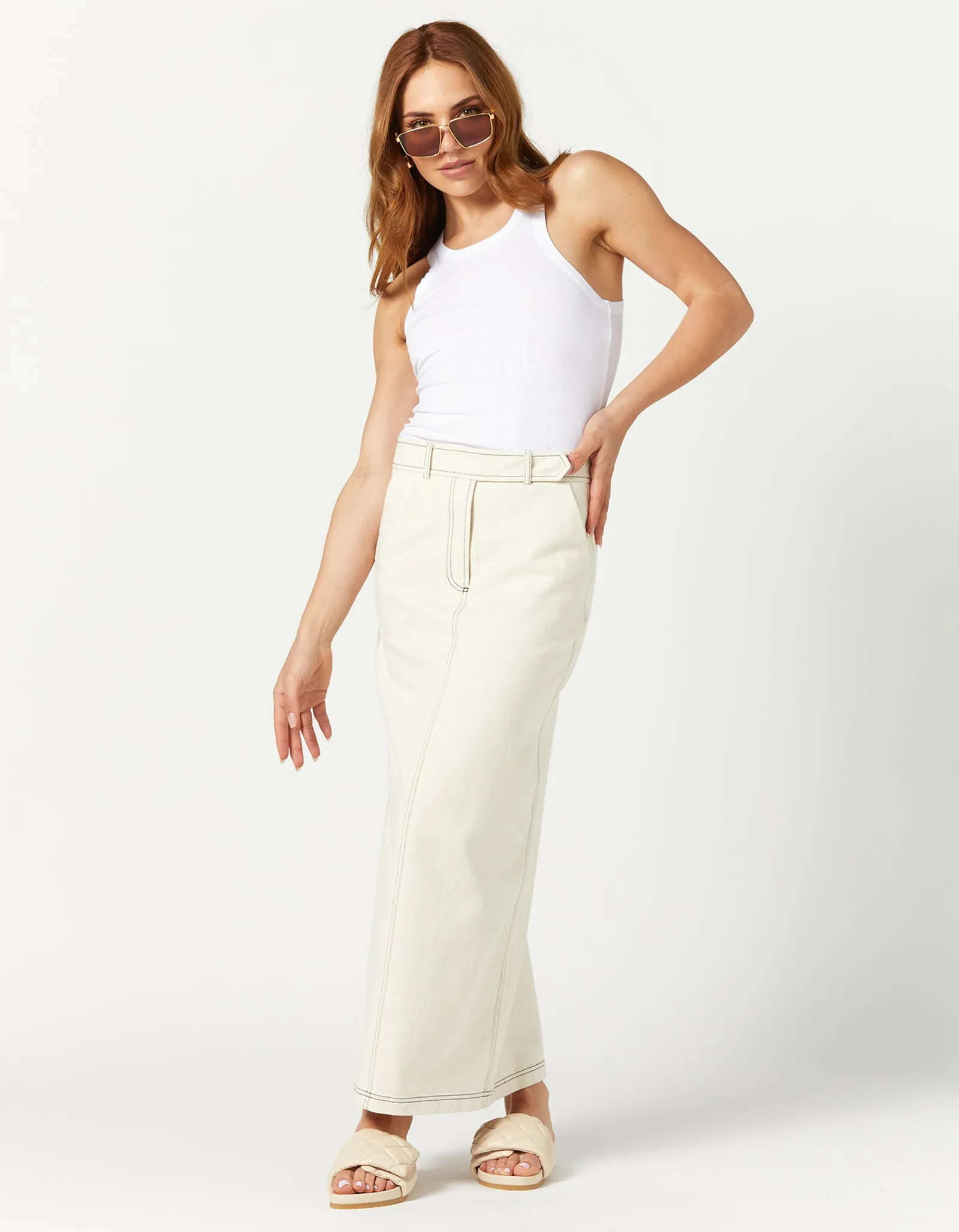 Blake Midi Skirt - Natural/Black