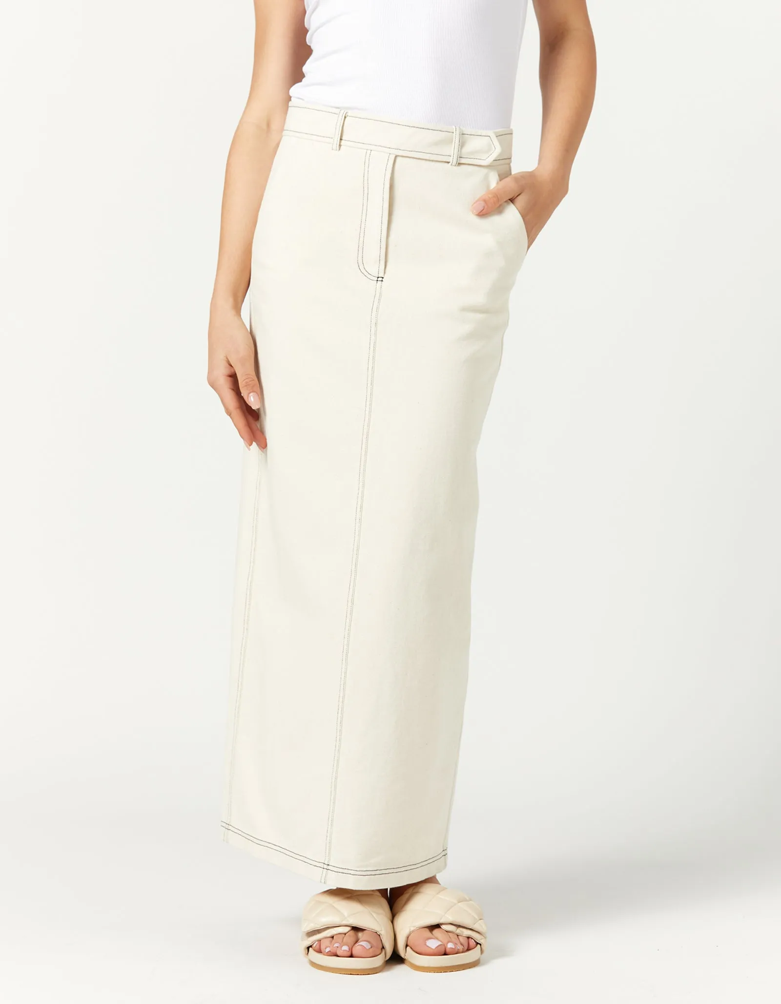 Blake Midi Skirt - Natural/Black