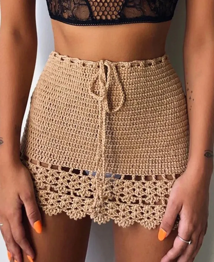 Boho Breeze Handmade Crochet Mini Skirt