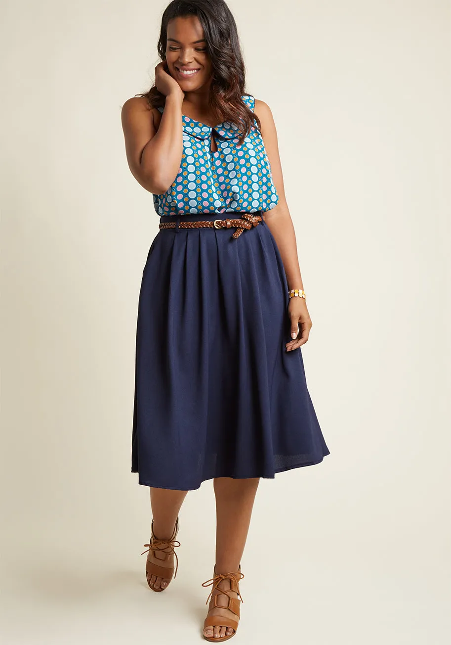 Breathtaking Tiger Lilies Midi Skirt in Navy