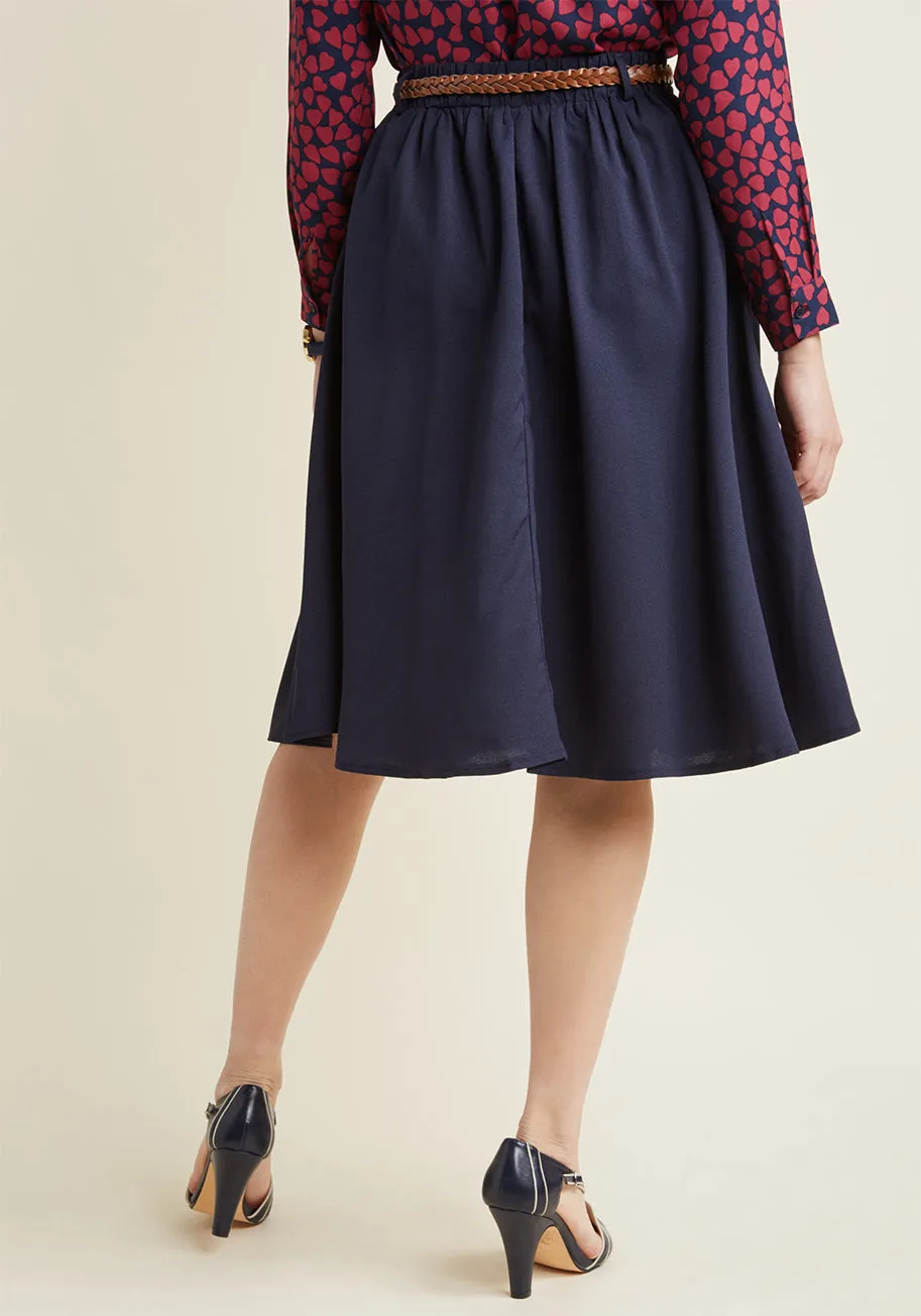 Breathtaking Tiger Lilies Midi Skirt in Navy