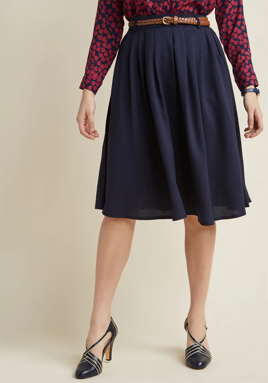 Breathtaking Tiger Lilies Midi Skirt in Navy