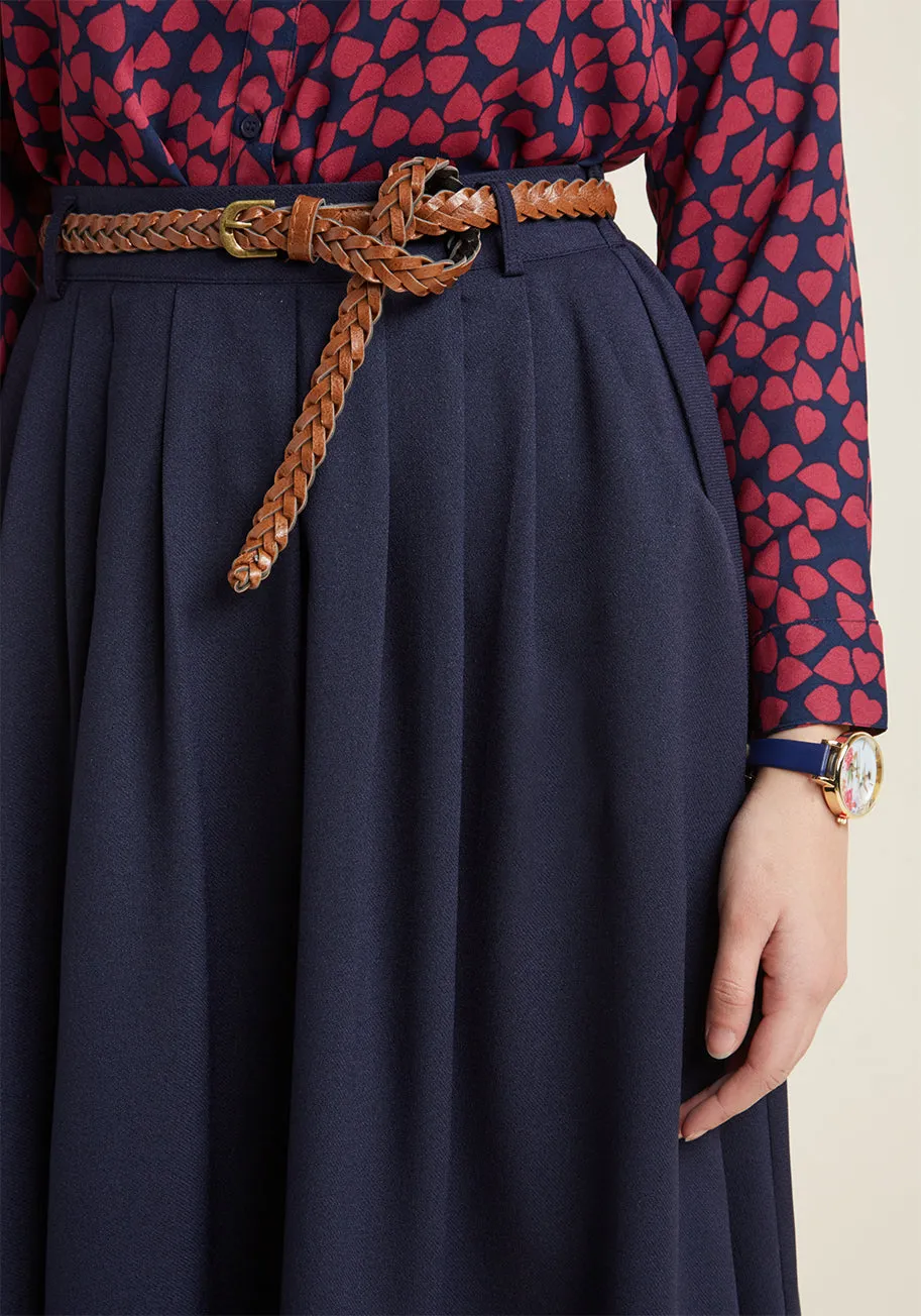 Breathtaking Tiger Lilies Midi Skirt in Navy