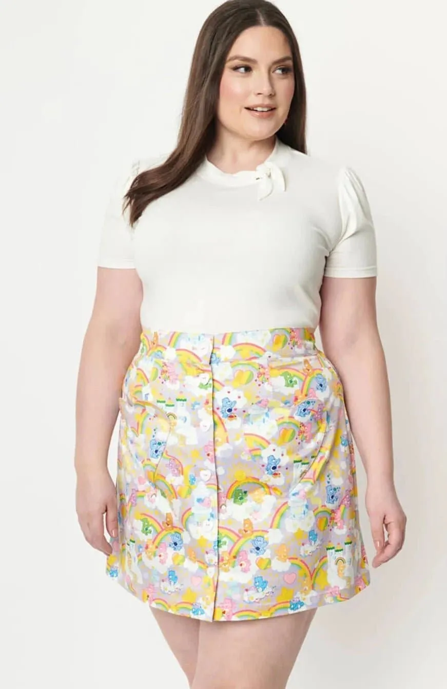 Care Bears x Unique Vintage Plus Size Kingdom Of Caring Print Mini Skirt