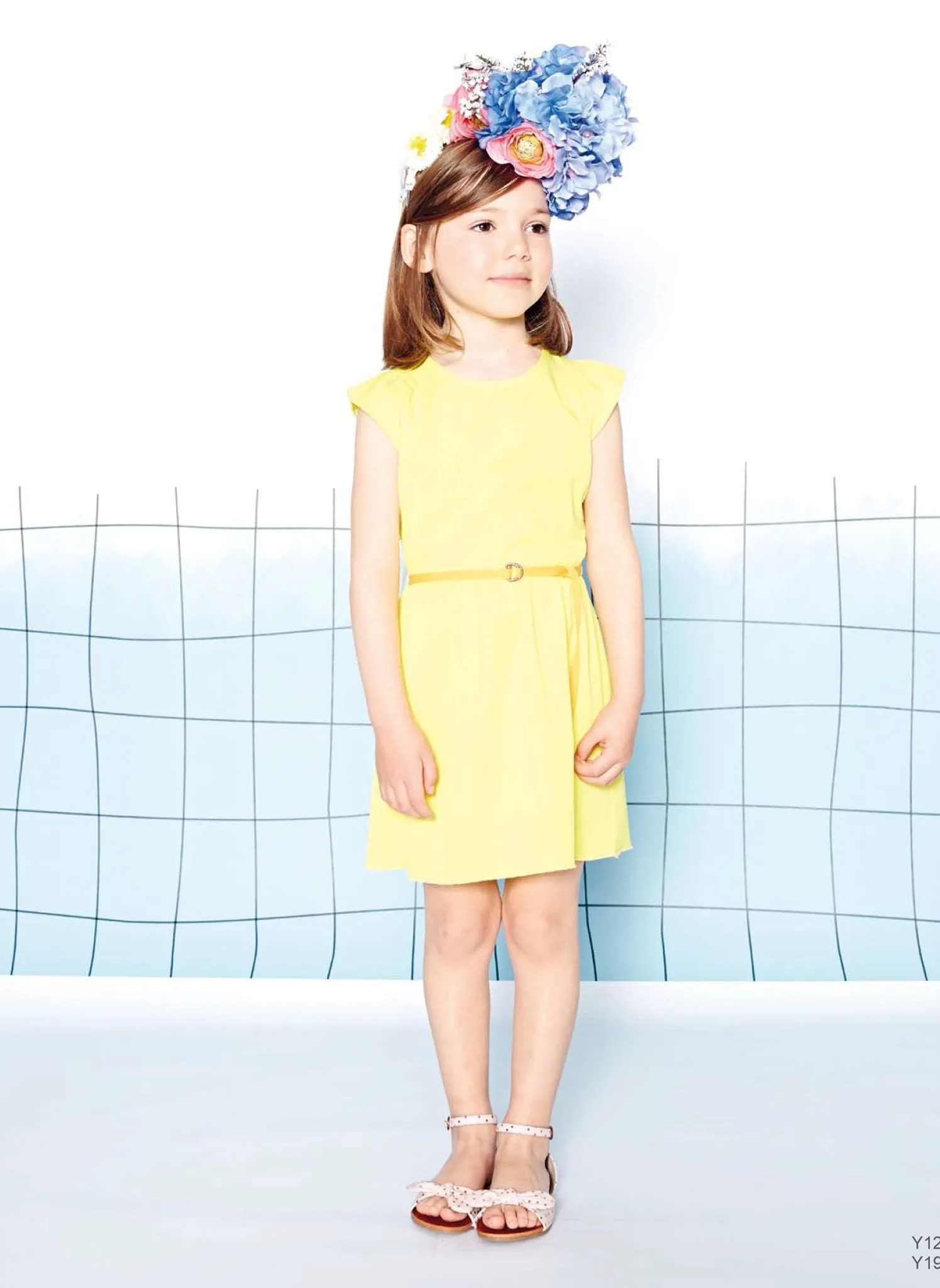 Carrement Beau Girls Dress with Bow on the Back in Yellow