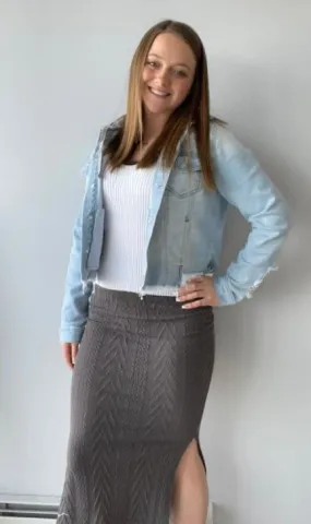 Charcoal Cable knit pencil skirt