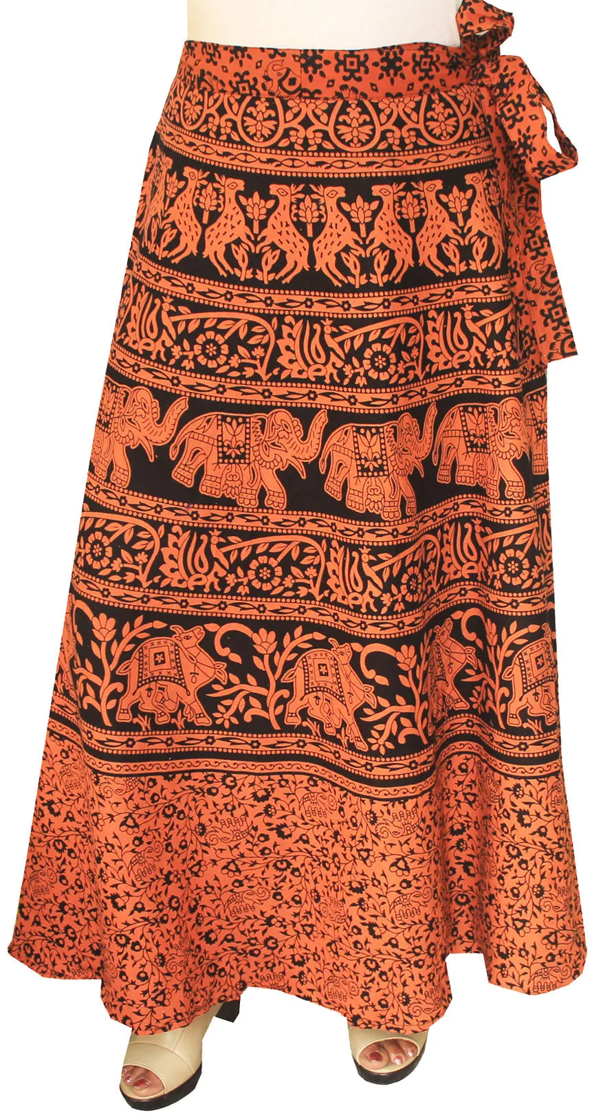 Cotton Long Skirts Wrap Around Womens Indian Clothes (Brown)