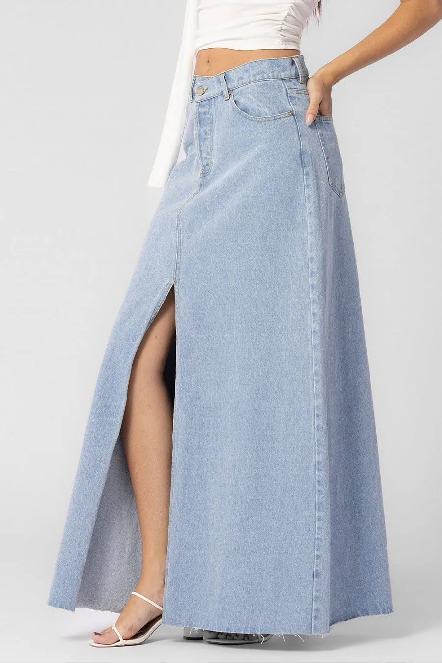 Criss Cross Denim Skirt