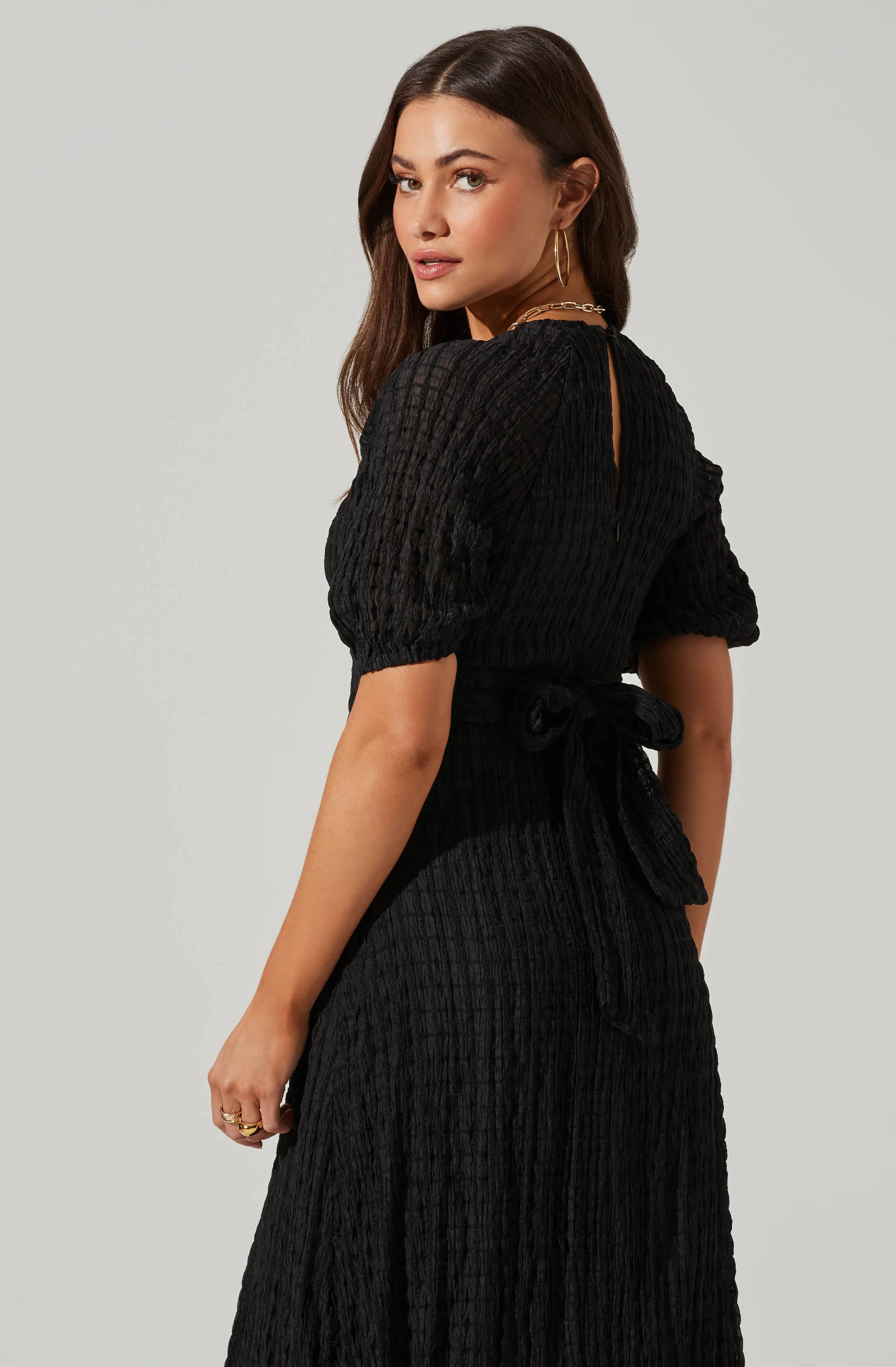 Cross Bust Tie Back Midi Dress