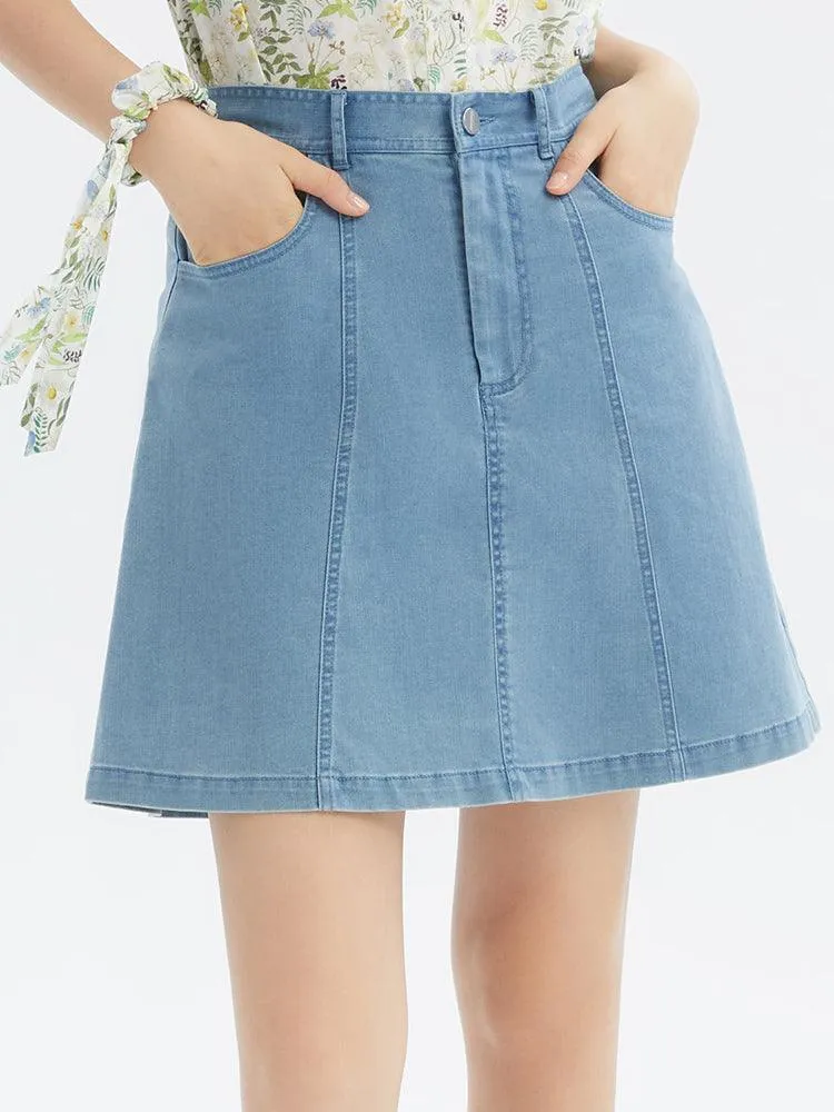 Denim Embroidery Mini Skirt