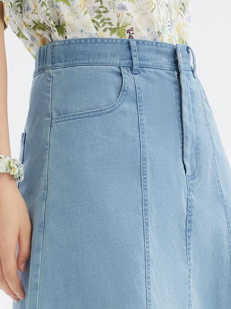 Denim Embroidery Mini Skirt