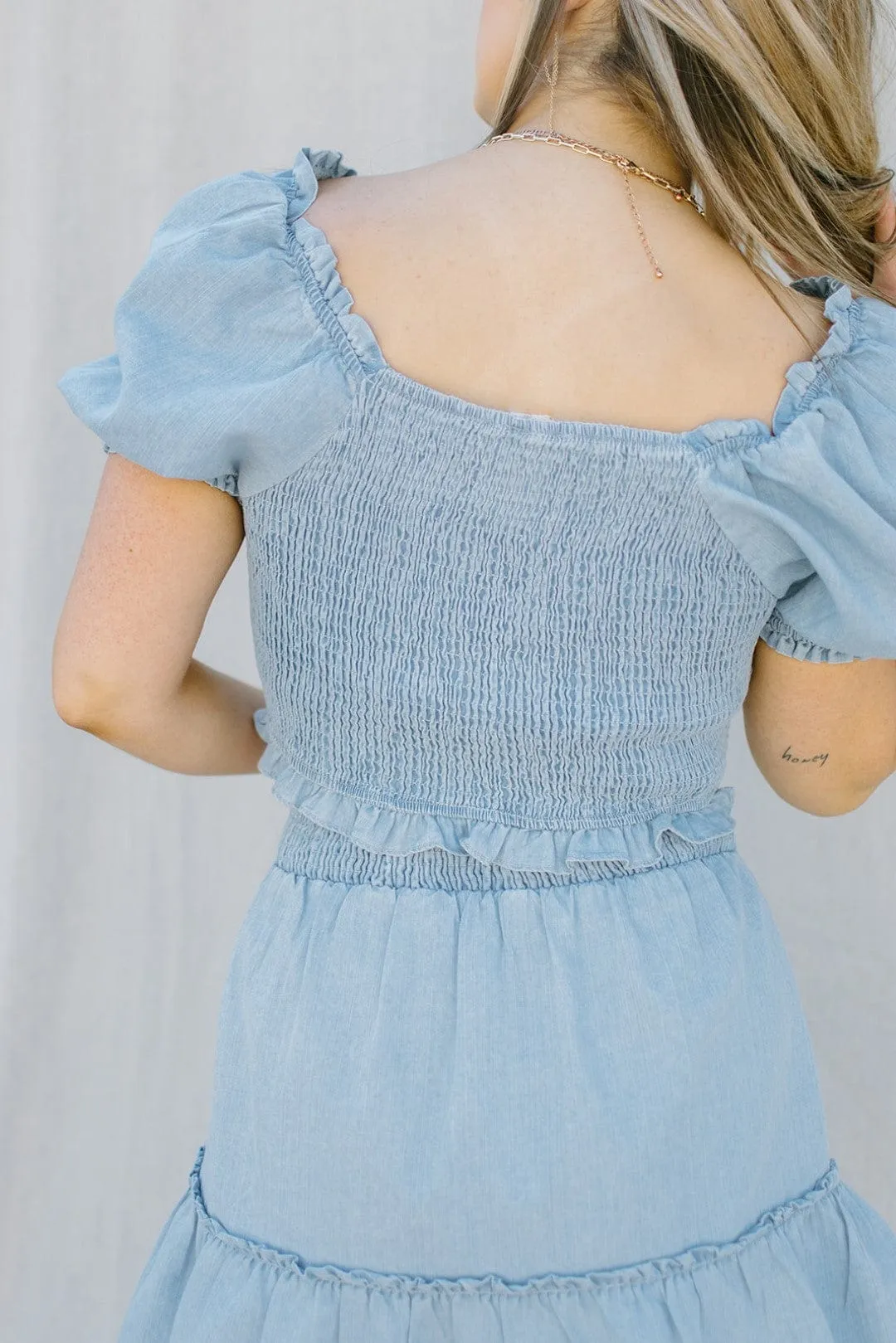 Denim Smock Set Crop Top