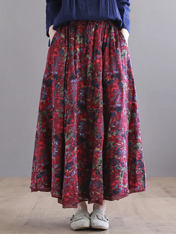 Double Layers Floral Printing Skirt