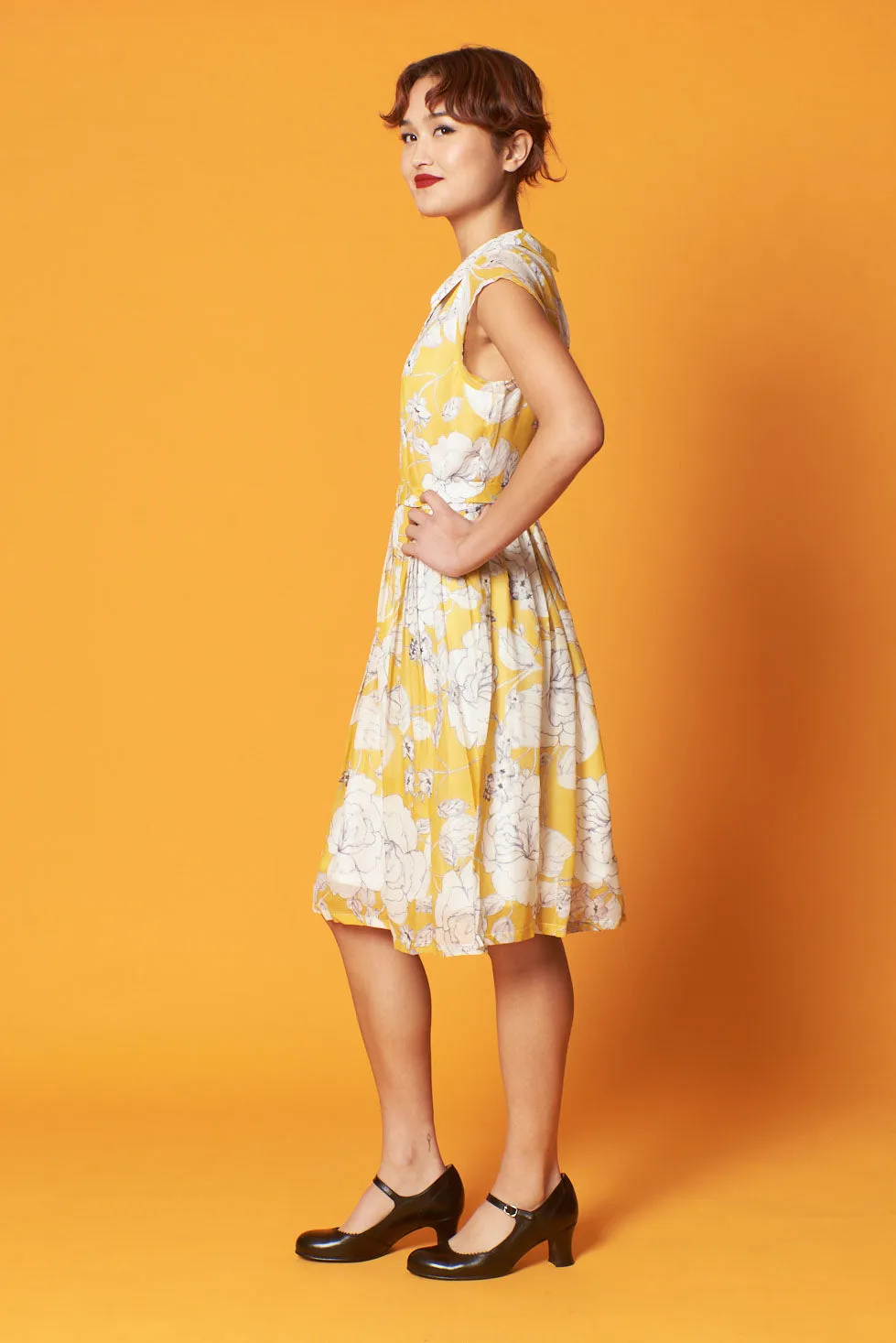 Ellen Custard & Cream Floral Dress