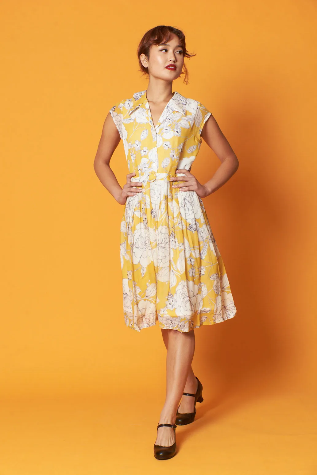 Ellen Custard & Cream Floral Dress