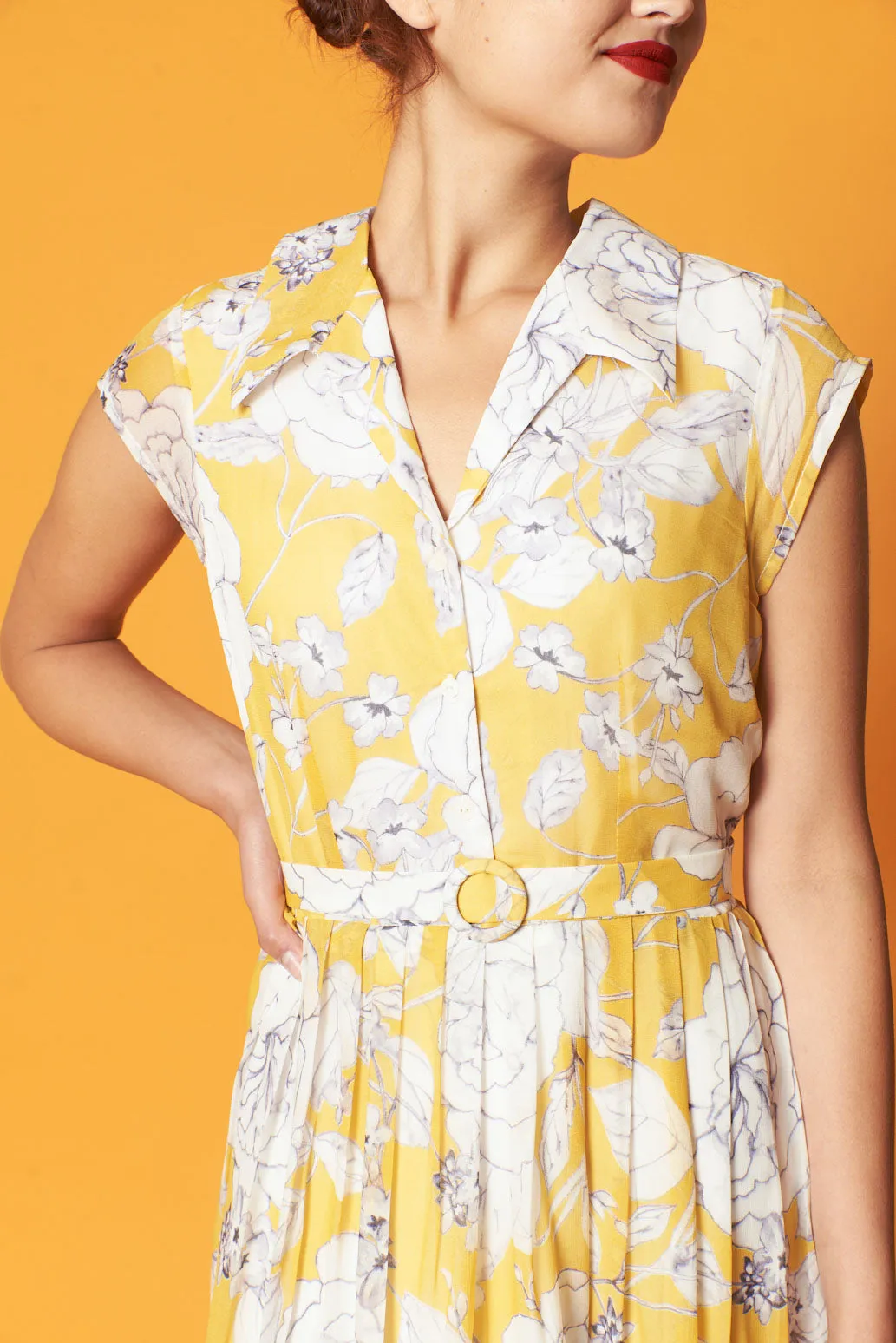 Ellen Custard & Cream Floral Dress