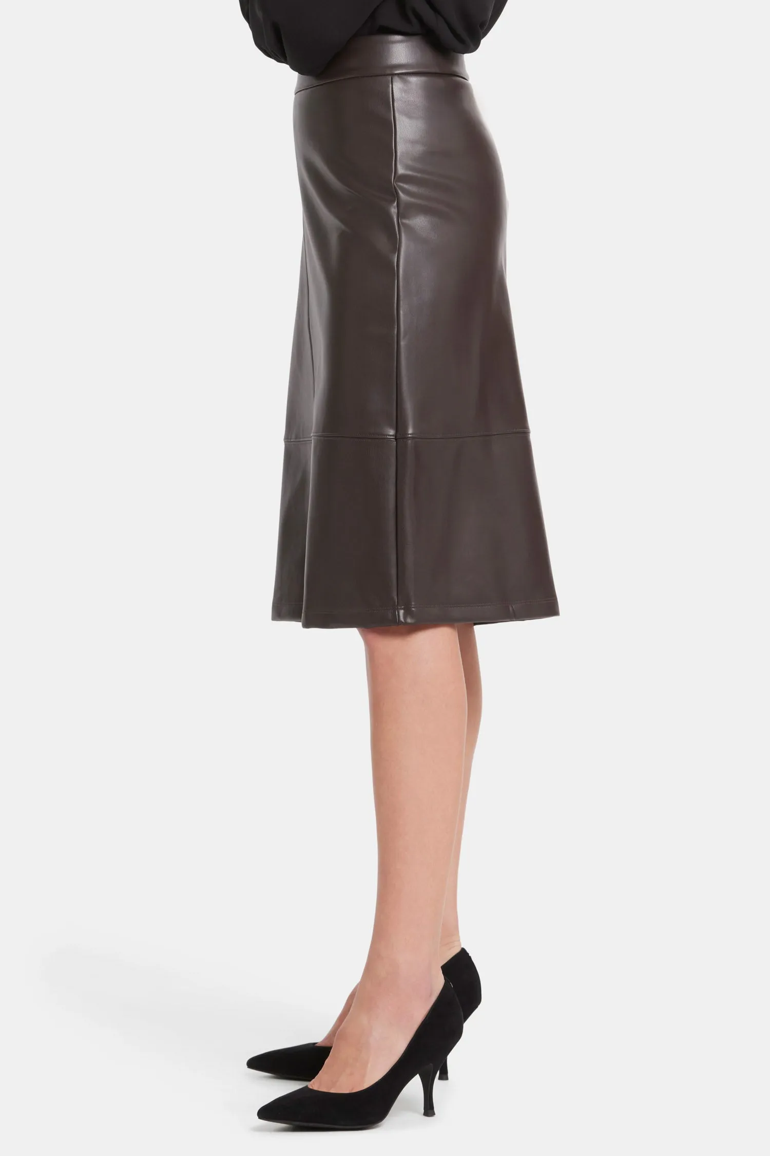 Faux Leather A-line Skirt - Cordovan