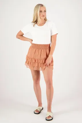 Fiesta Peach Animal Shirred Waist Ruffle Skirt