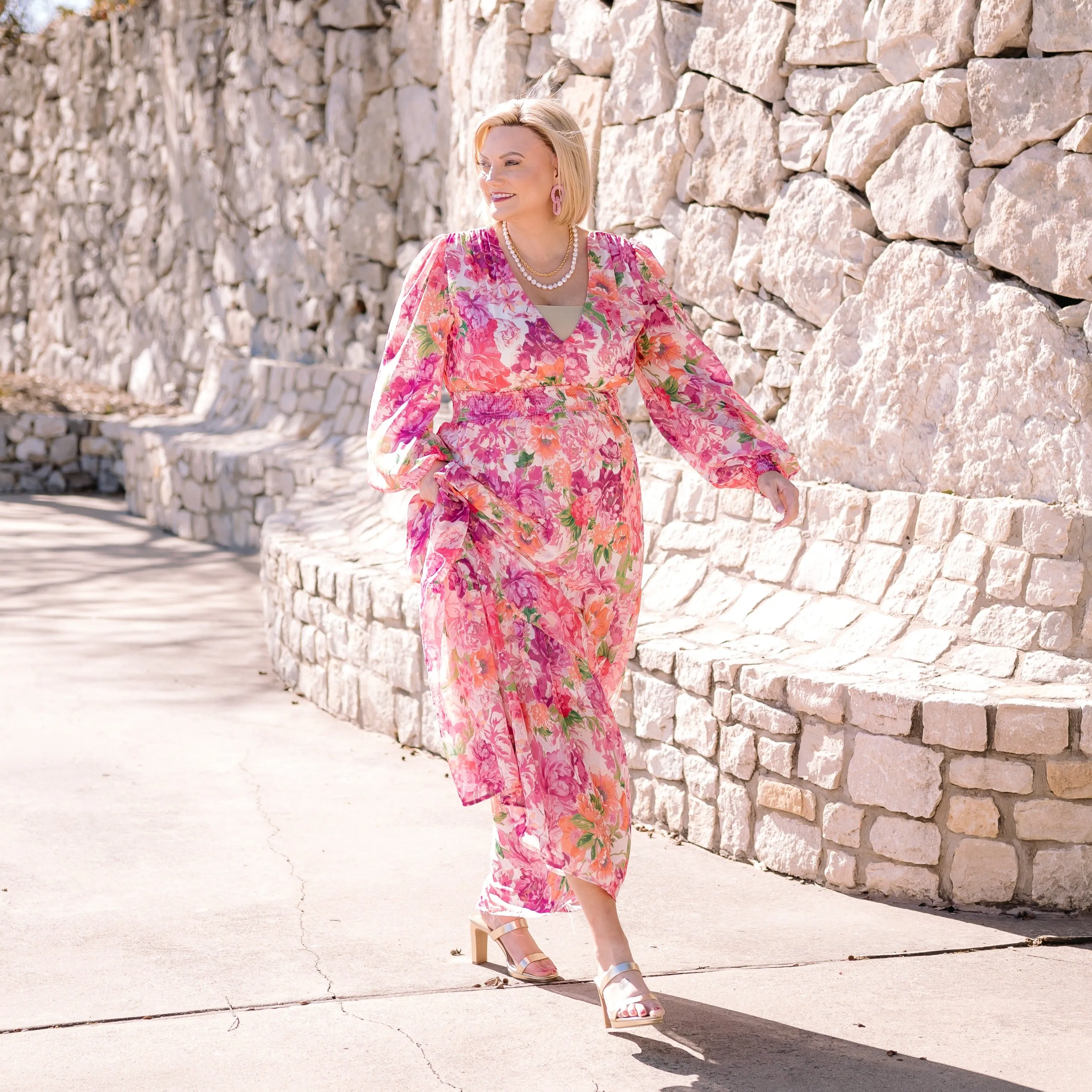 Floral Fever Smocked Floral Print Maxi Dress