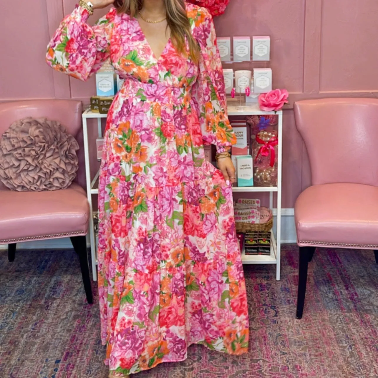 Floral Fever Smocked Floral Print Maxi Dress