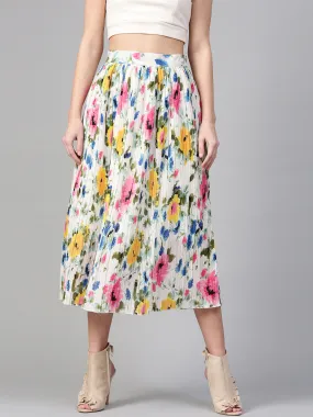 Floral Printed Pleated Skirt