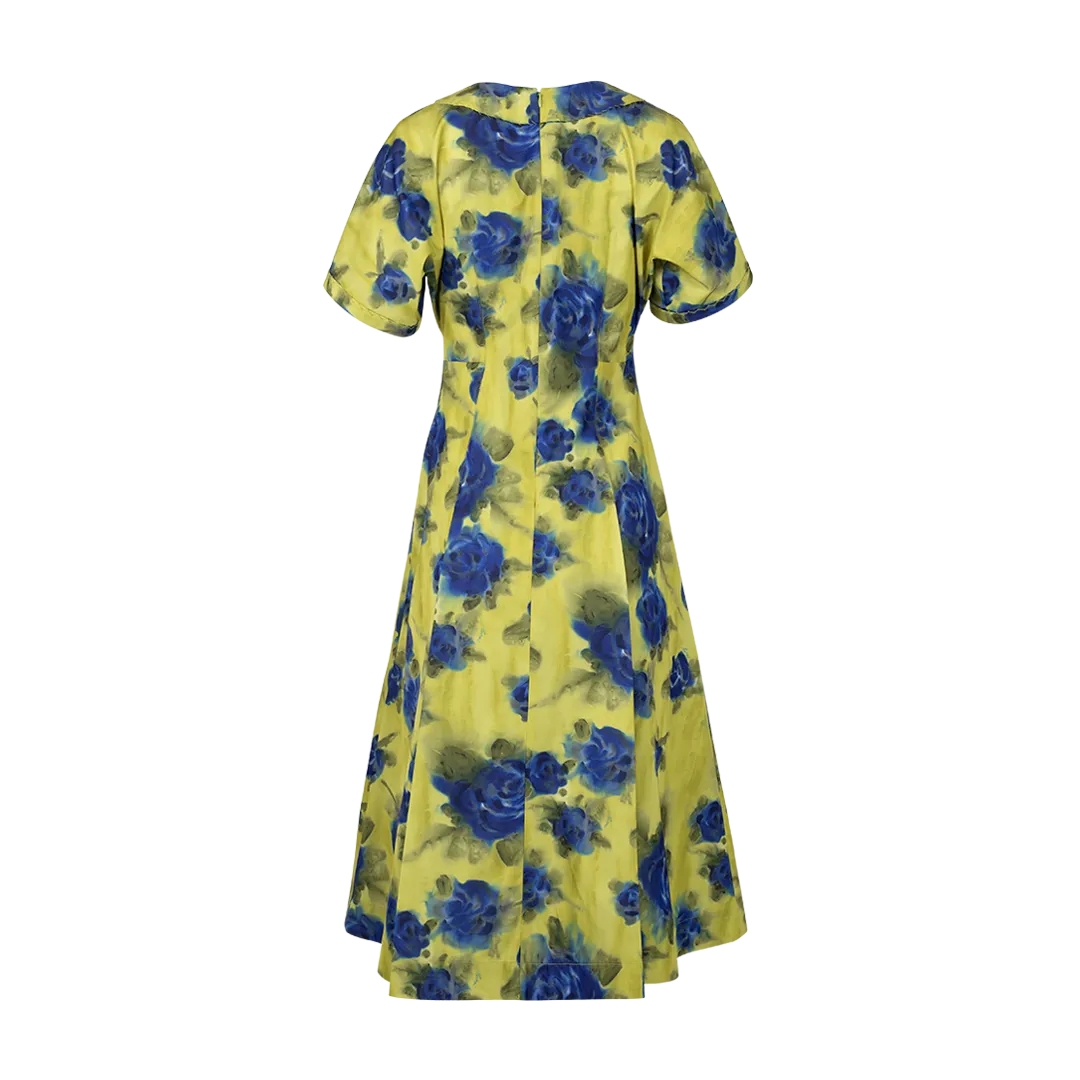 Floral Taffeta Midi Dress