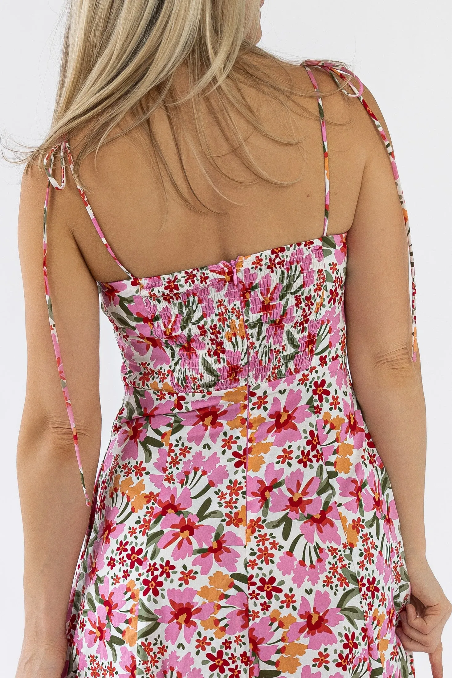 Grace Pink Floral Midi Dress