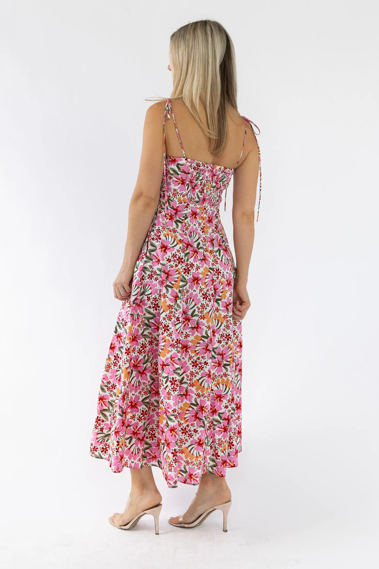 Grace Pink Floral Midi Dress