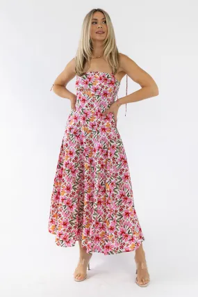 Grace Pink Floral Midi Dress