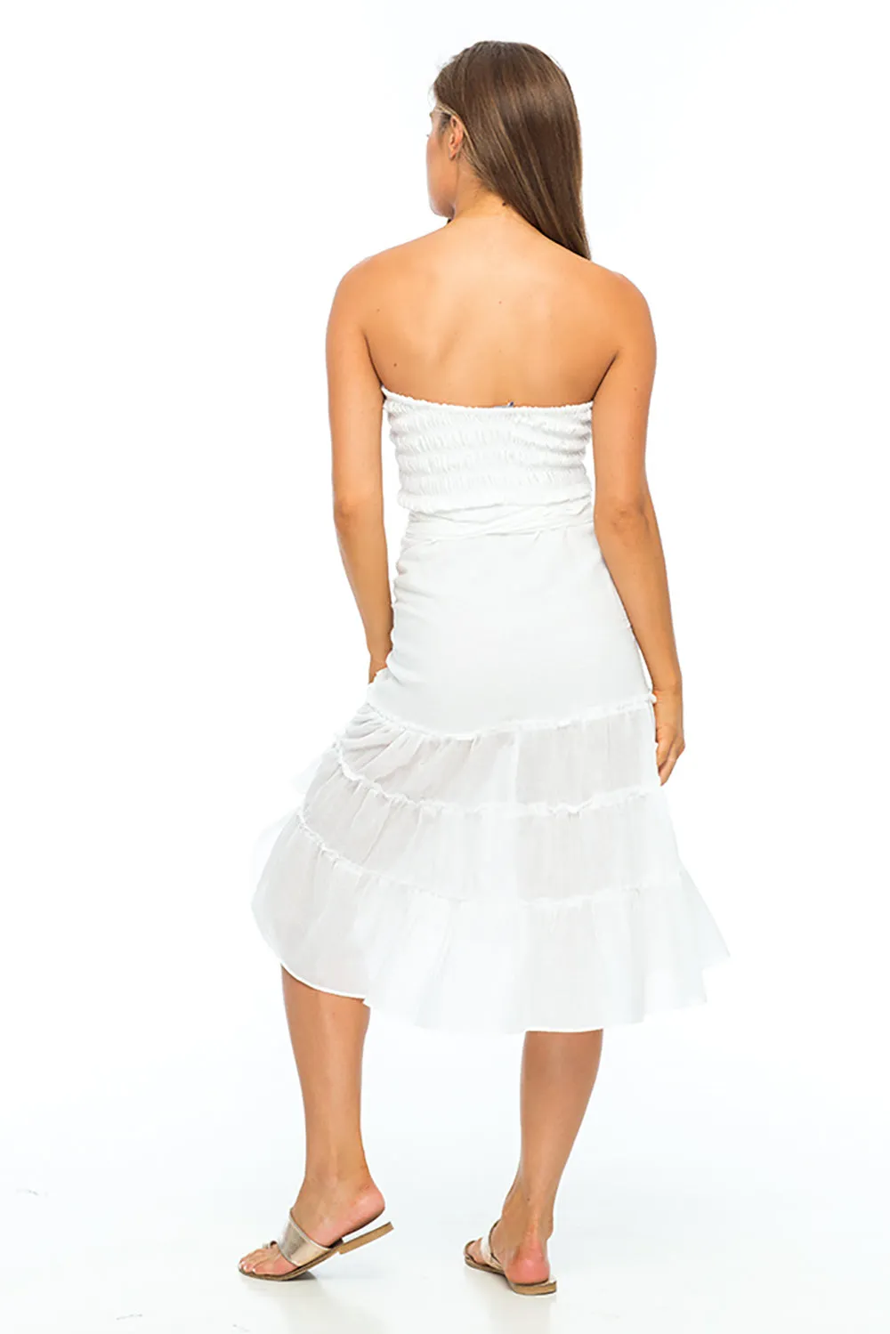 INDAH Lola Ruffle Wrap Skirt in White- Final Sale