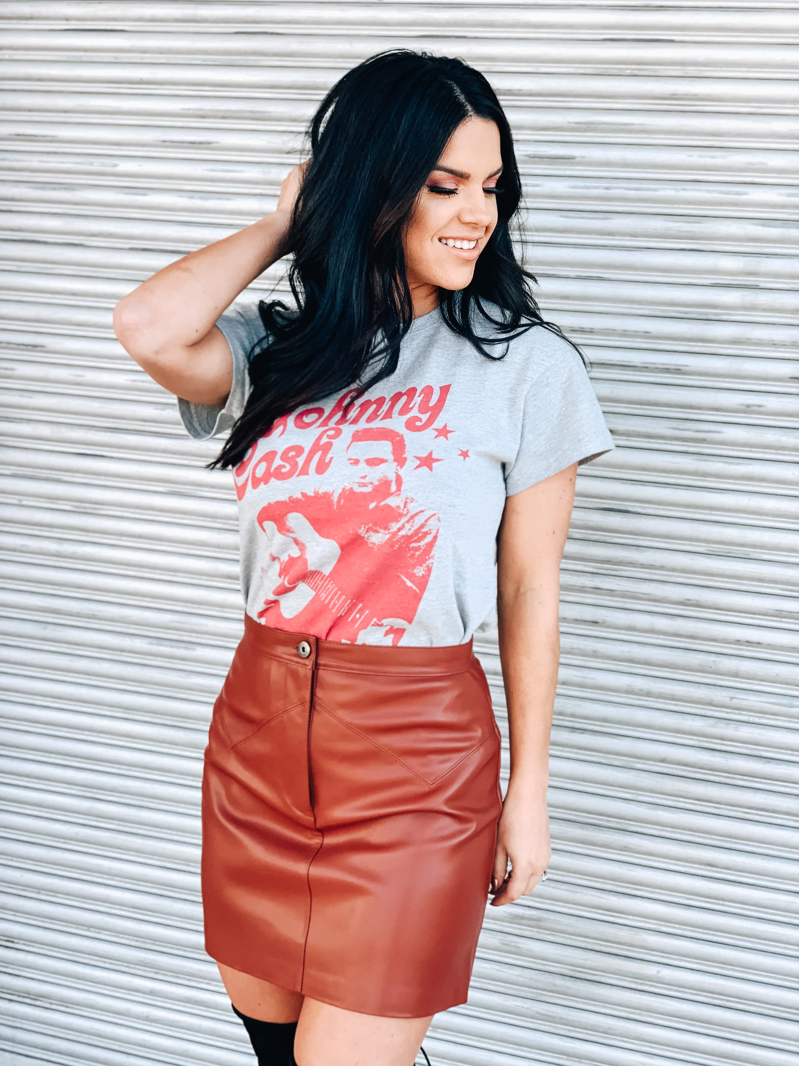 Keep Livin' Vegan Leather Skirt