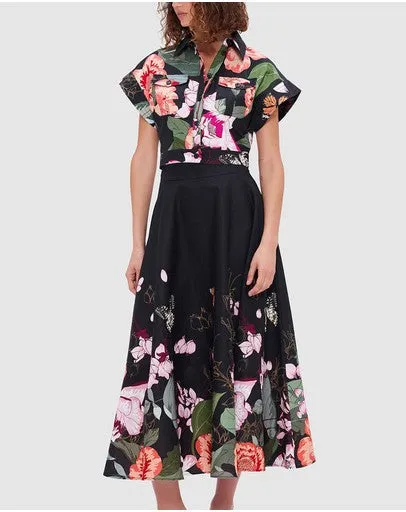 Leo Lin Kalle Top & Irene Midi Skirt - Lush Print in Black