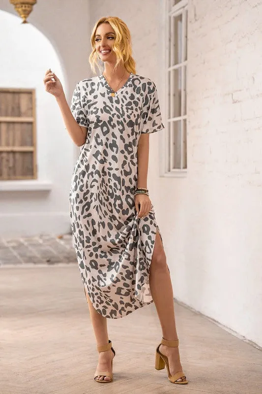 Leopard Maxi Dress with Slits