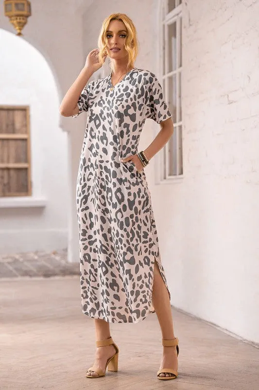 Leopard Maxi Dress with Slits