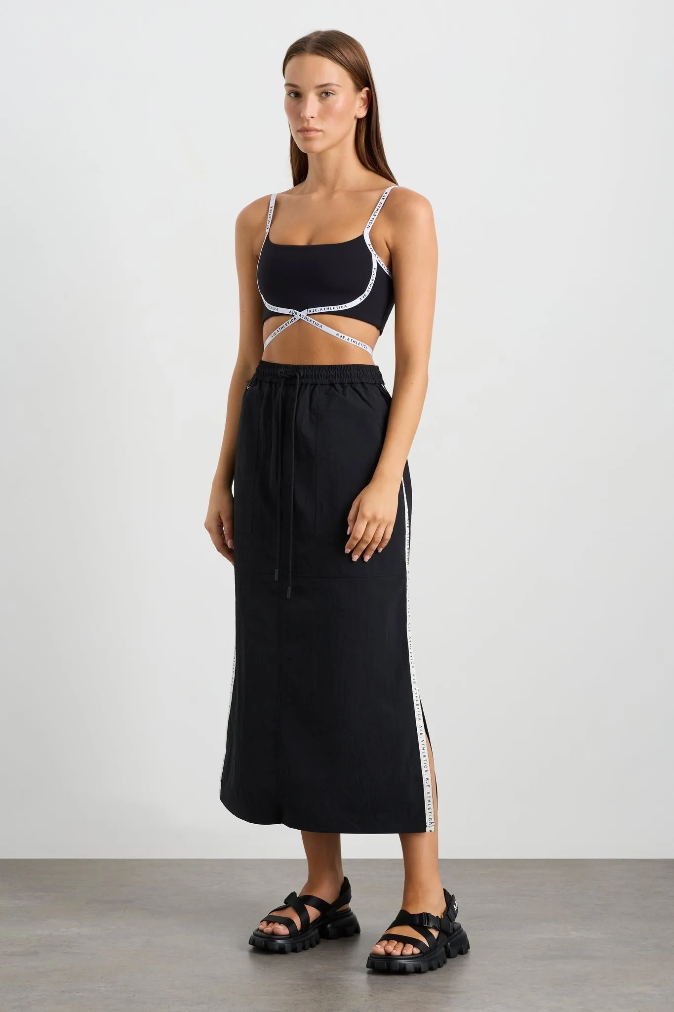 Logo Tape Spray Midi Skirt 647