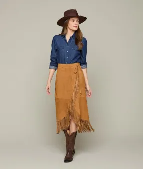 Long Fringe Wrap Skirt :: Cinnamon