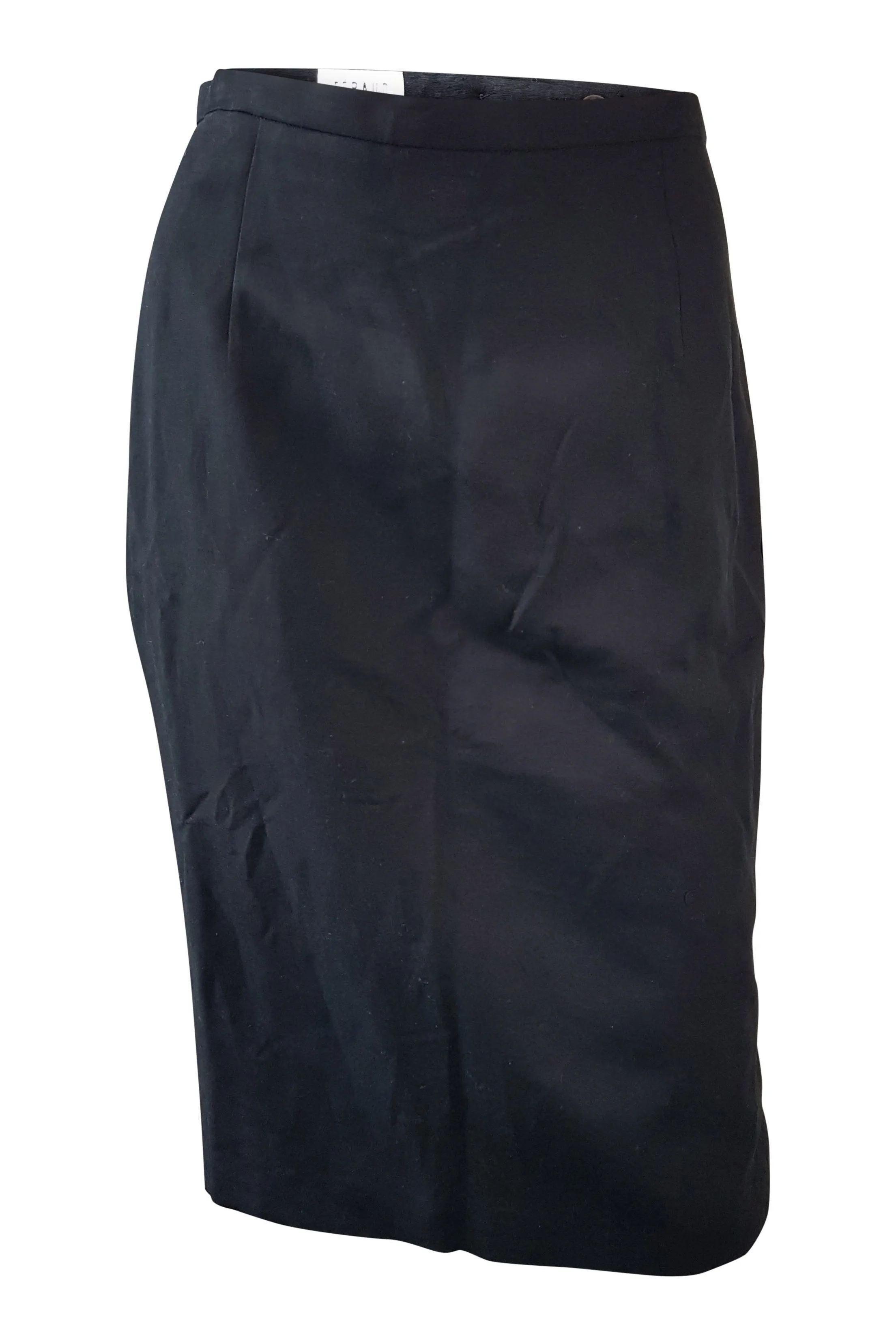 LOUIS FERAUD Vintage Black Cotton Pencil Skirt (F36 | D34)