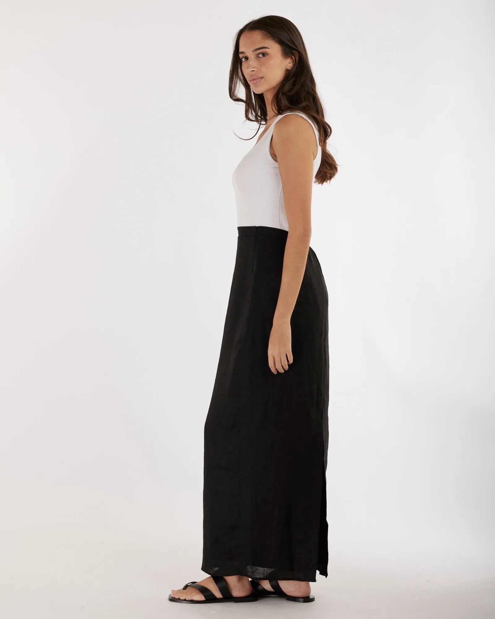 Mabel Linen Skirt - Black