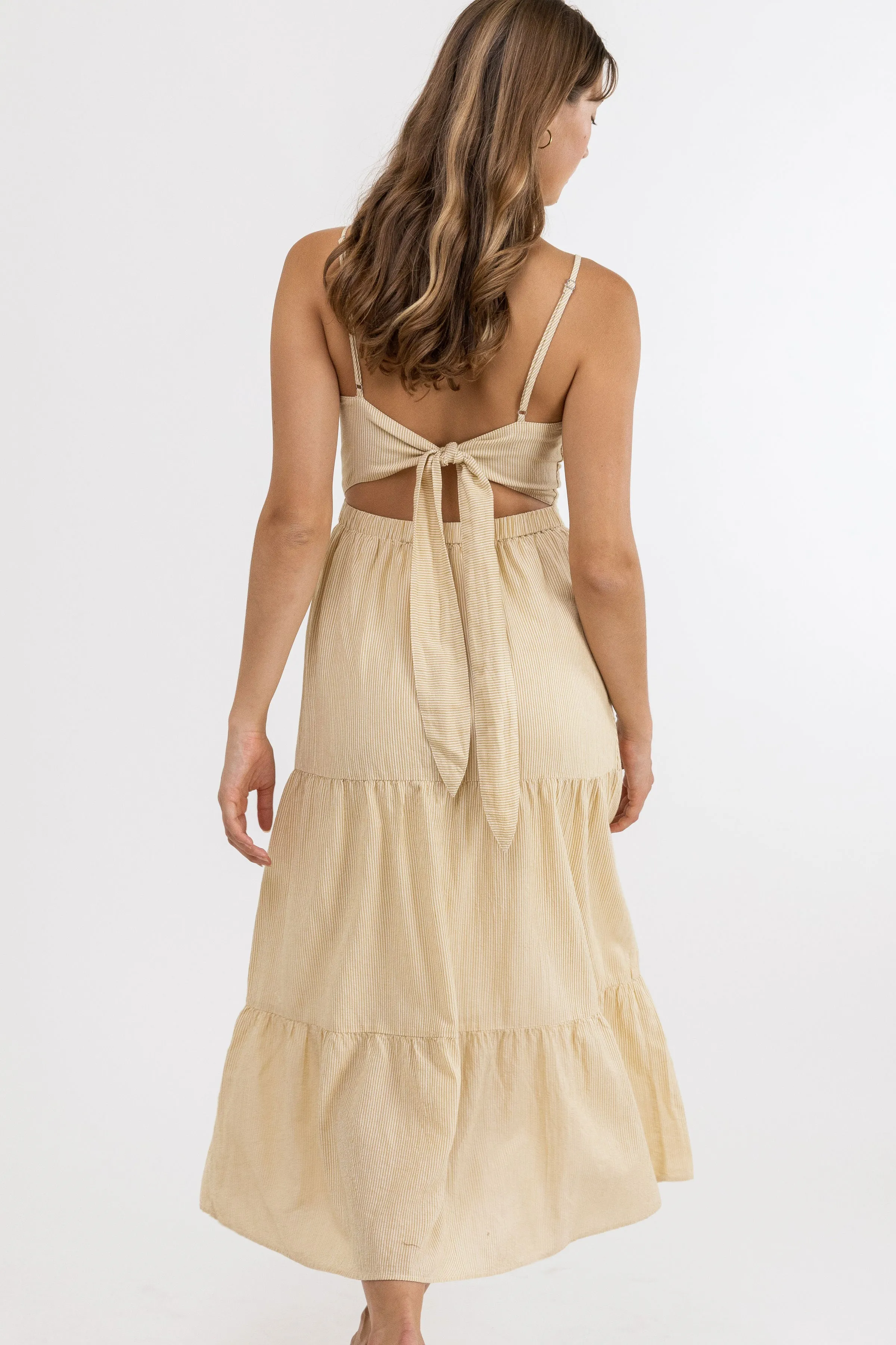 Meadow Tie Back Midi Dress / Lemongrass