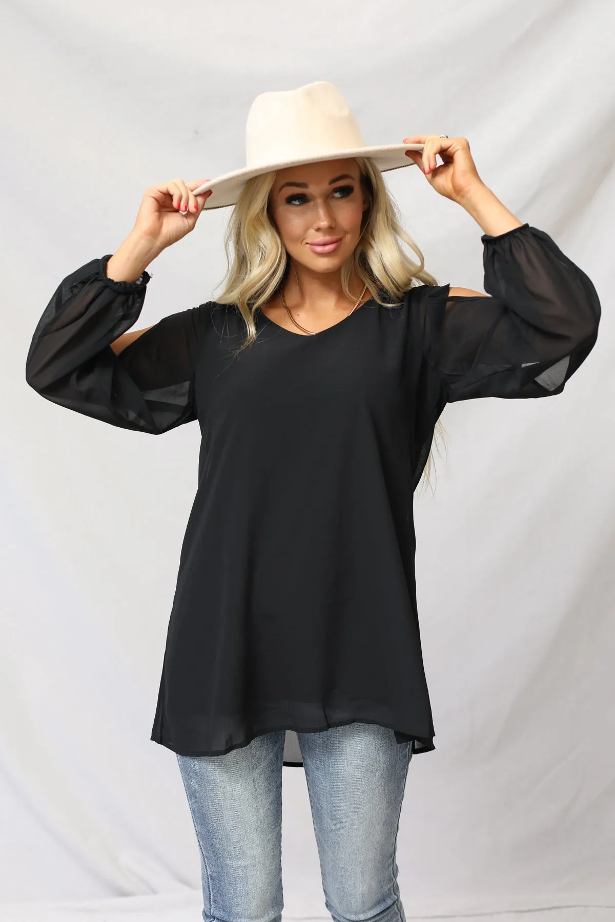 Meg Chiffon Slit Top