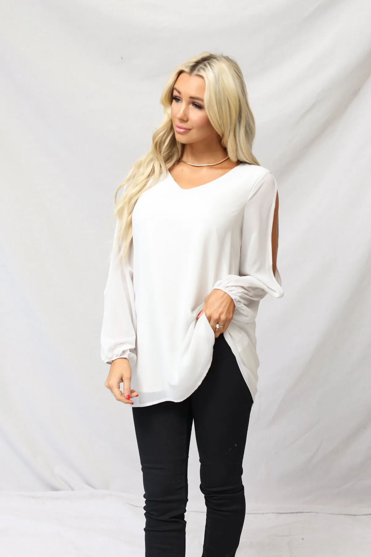 Meg Chiffon Slit Top